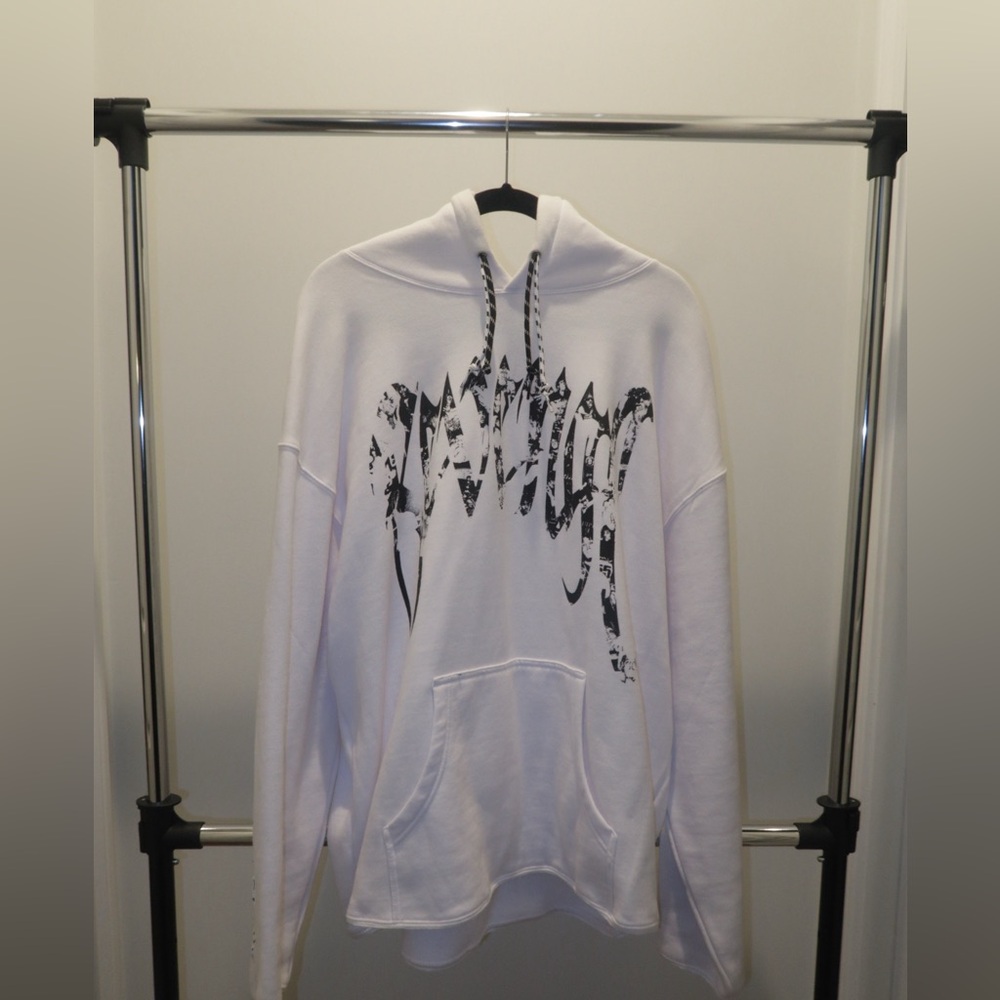 Revenge Clothing White Hoodie with Black Graphic
